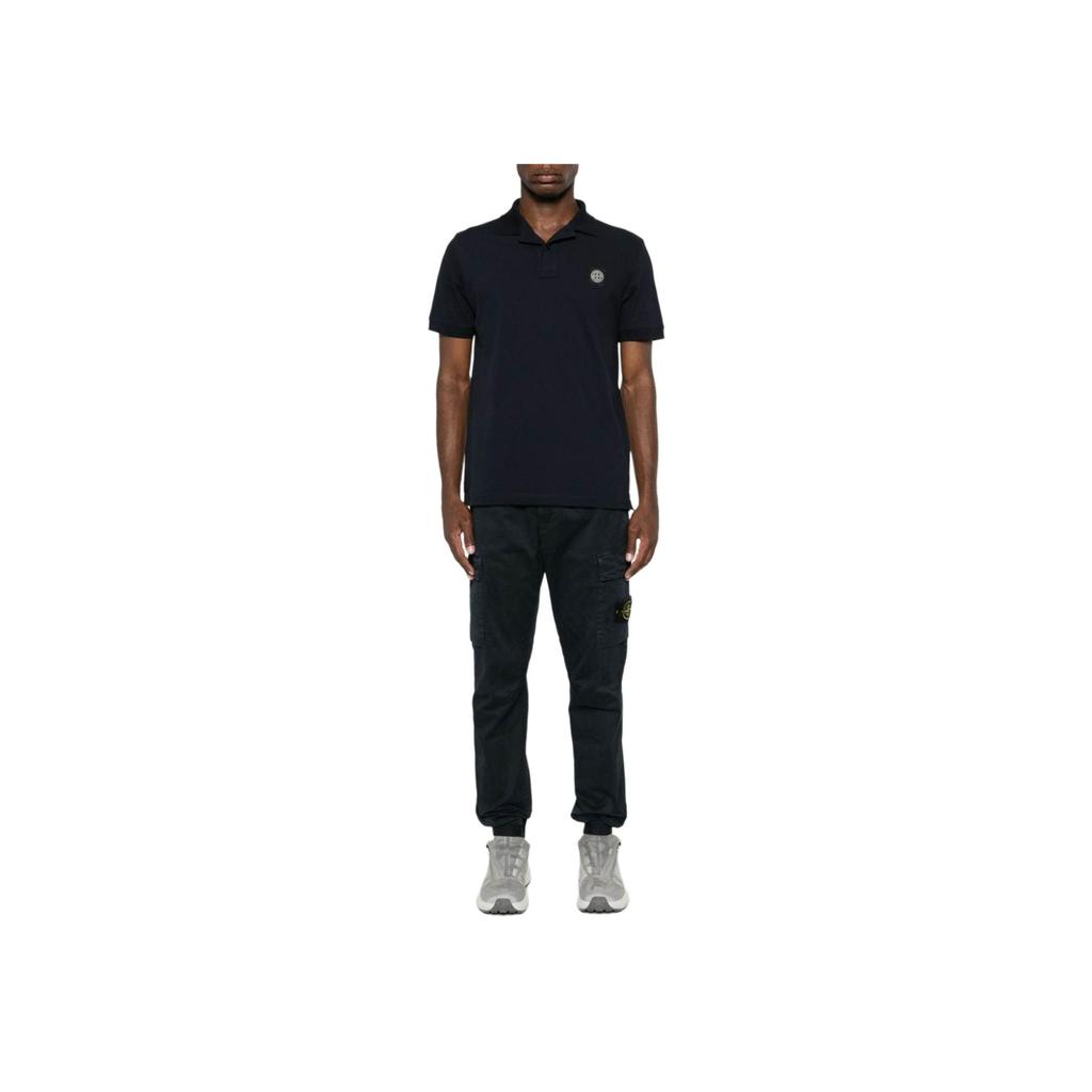 STONE ISLAND Logo Button Short Sleeve Polo Shirt Men Polo Shirts Blue K1S1522002-SCS0017-V0020