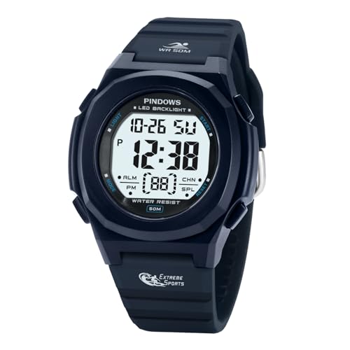 

PINDOWS Women s Digital Sport Watch 50 Meters Waterproof Watch with LED Backlight, Calendar, Alarm