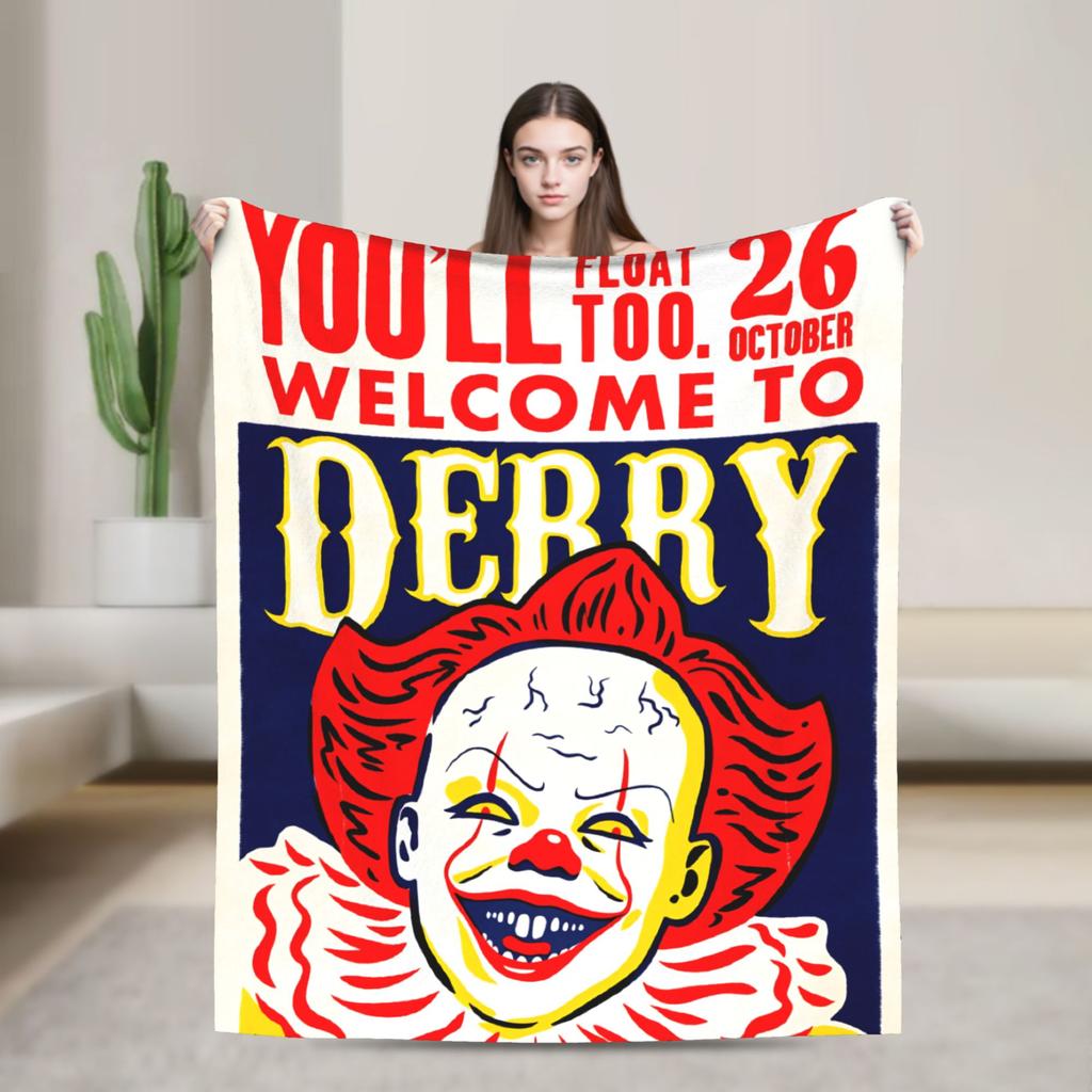 IT Welcome To The Derry 2025 Flannel Blankets Soft Throw Blanket for Bedroom Travel Office Novelty Bedspread Sofa Bed Cover