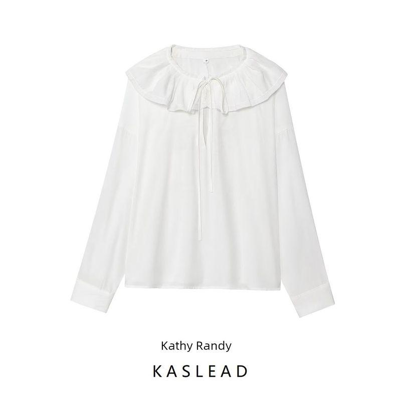 Kaslead New Women clothes Western Style Fashion Simple and Versatile Blended Doll Collar Shirts 8224149