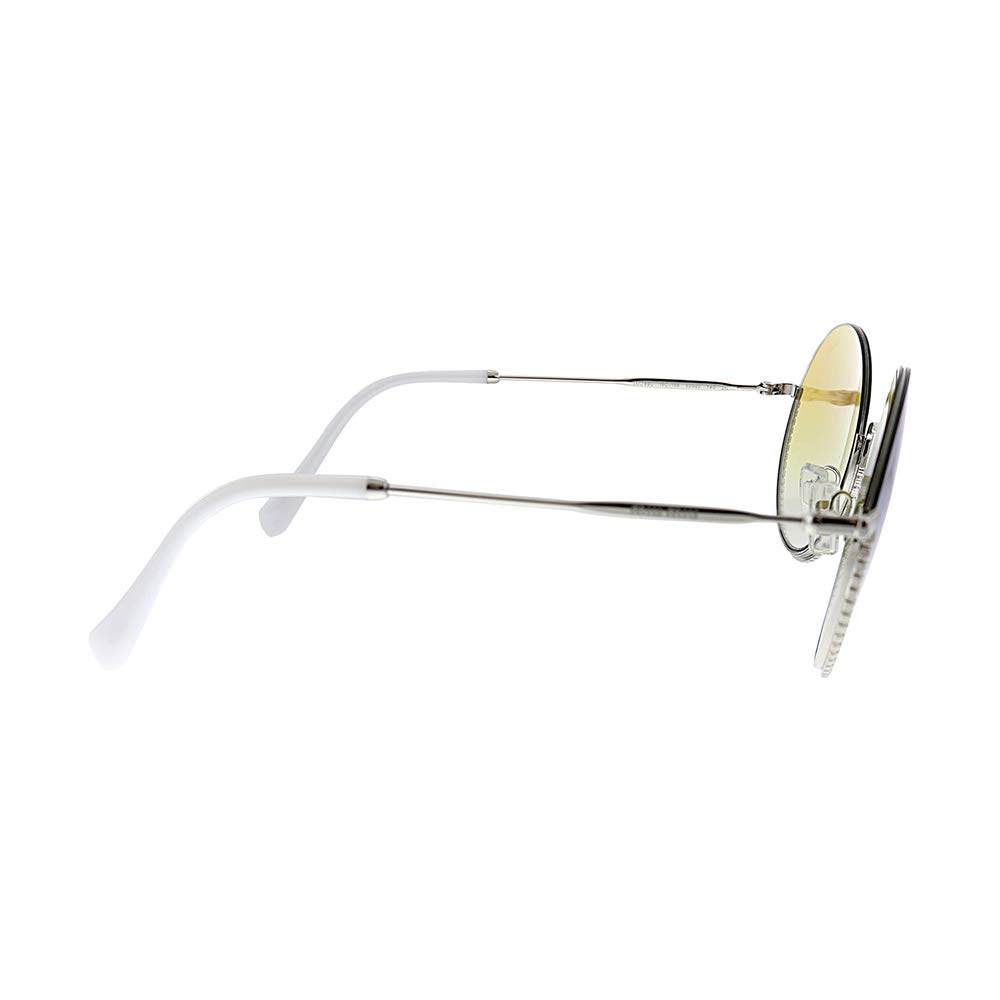 Miu Miu MU 69US 1BC168 Silver Metal Round Sunglasses with Brown Mirror Lenses