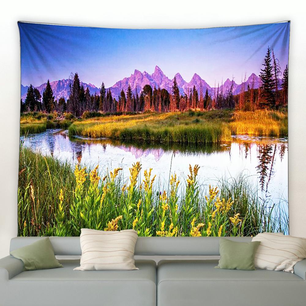 Home Decoration Wall Tapestry White Cloud Room Decoration Curtain Fashion Blue Sky Mountain Lake Art Digital Printing