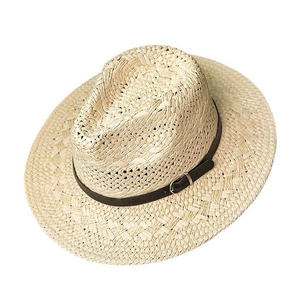 Jazz Western Cowboy Hat Wide Brim Visor Cap American Hollow Straw Hat  Summer