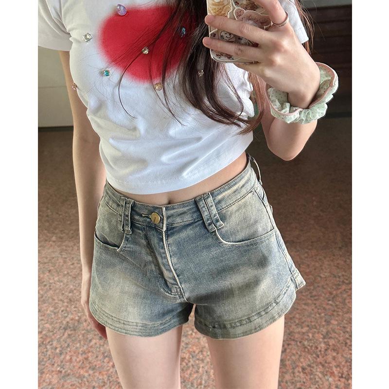 

Women s Summer High-Waisted A-Line Retro Denim Shorts - Wide-Leg, Flattering Fit for Petite Figures XL синій