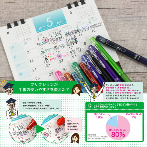 Pilot Erasable Ballpoint Pen Frixion Ball Knock 0.5 10 Colors LFBK-230EF-10C