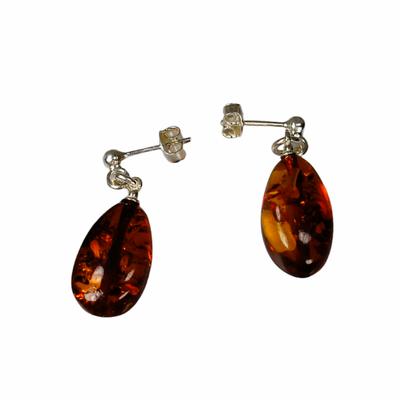 Cognac Amber Earrings - Baltic Amber Earrings