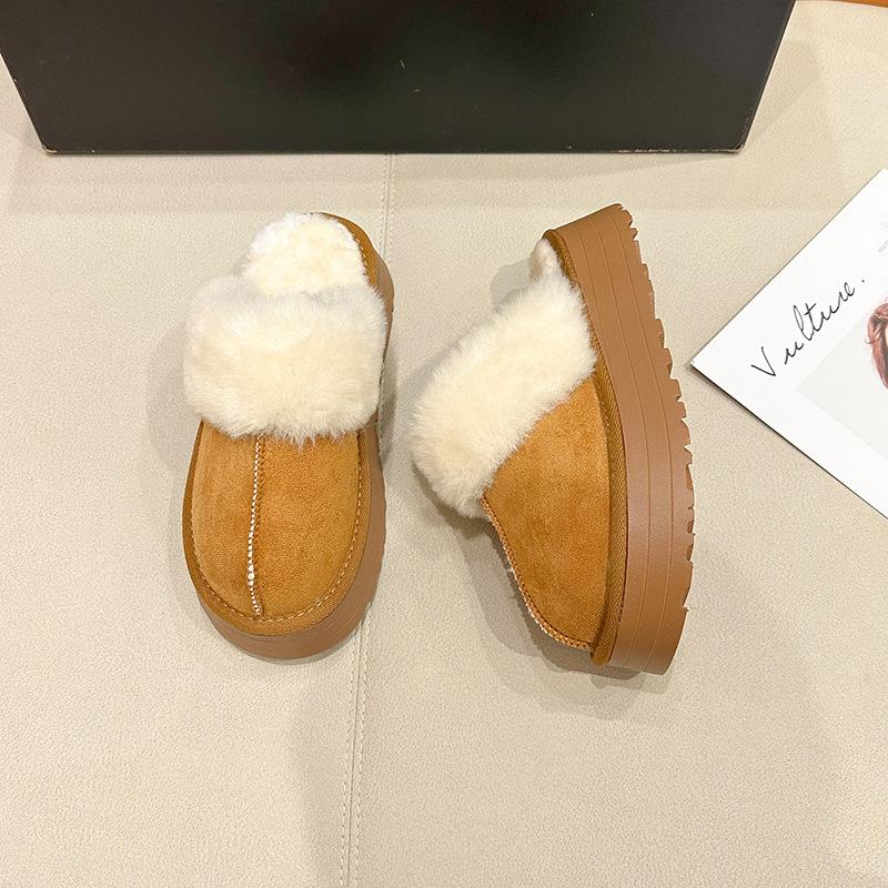 

Женские модные пушистые тапочки-дутики 2025 осень-зима новинка корейская версия удобные и теплые толстоподошвенные тапочки с закрытым носком 40 малиновый