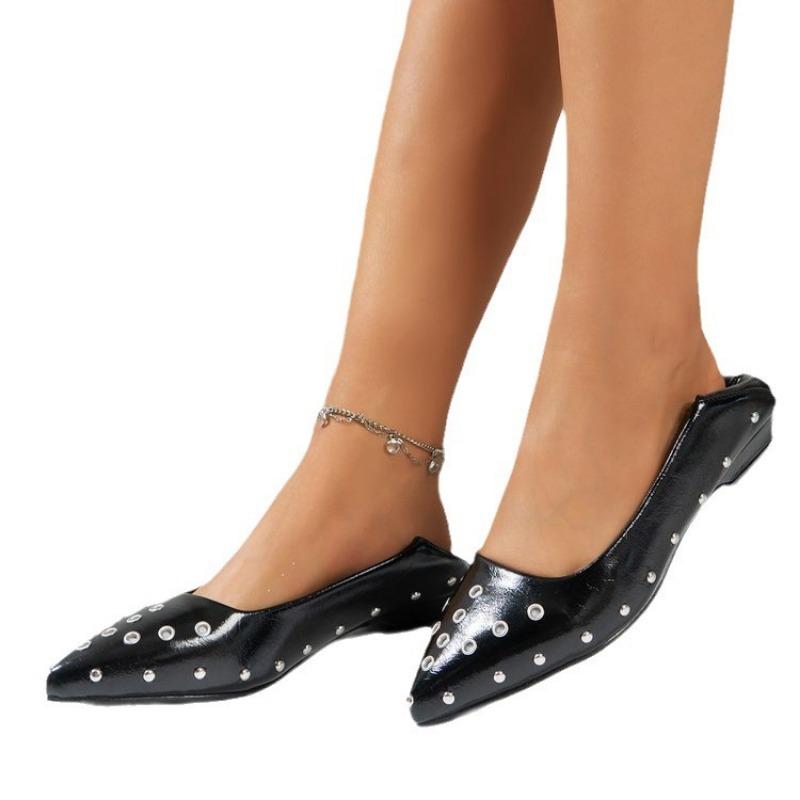 Pointed Flat-soled Single Shoes for Women's Spring and Autumn New Shallow Beanie Ladyshoes Temperament Fashion Women's Shoes