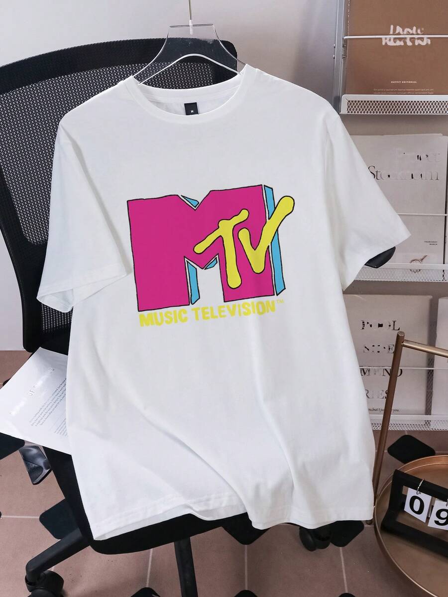 

Unisex s Casual Letter & Magic Wand Print Short Sleeve T-Shirt, Summer L