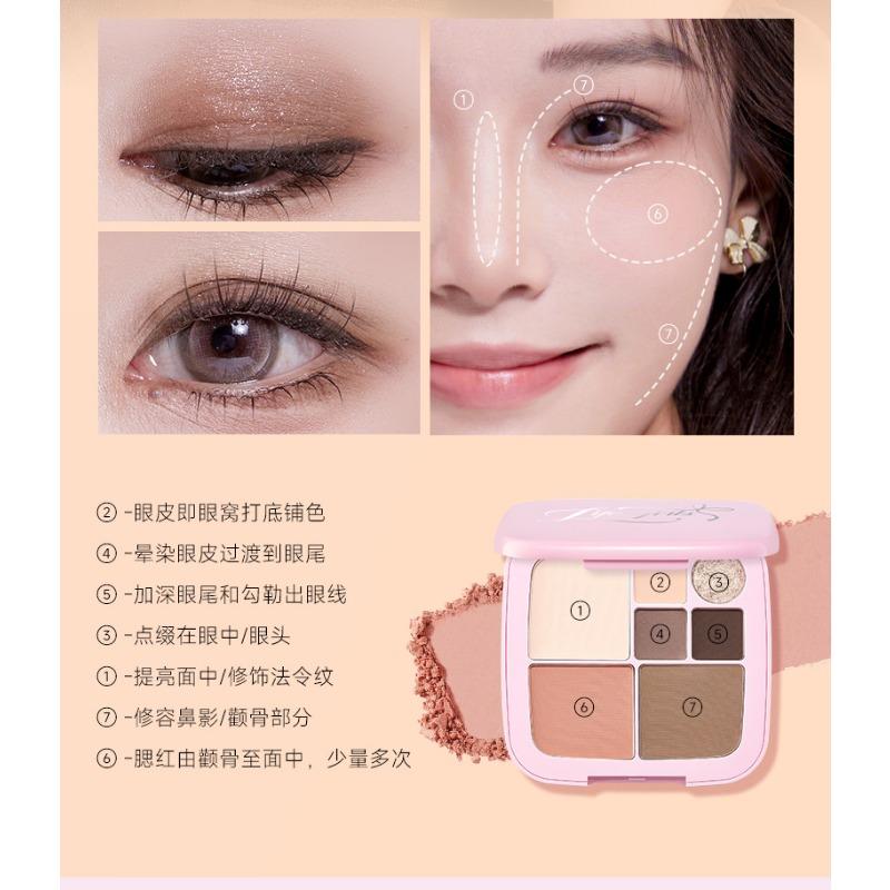 Life Girls 7 Color Face Palette Matte Shimmer Highlighter Blush Eyeshadow For Women
