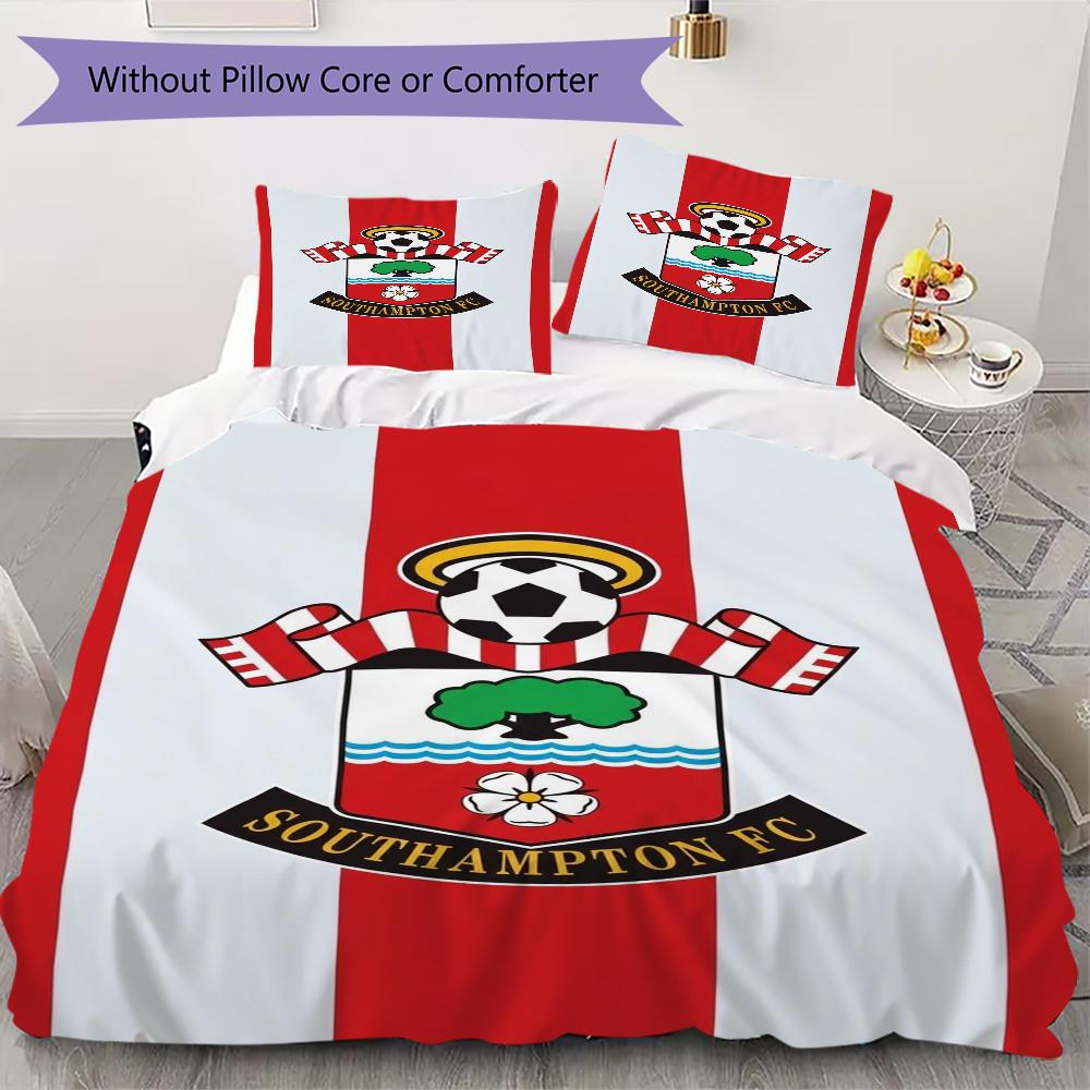 Southampton FC Muster Bettwäsche Steppdecken-Set Bettbezug Kissenbezug Heimdekoration Geburtstagsgeschenk (1 * Bettbezug + 2 * Kissenbezug ohne Füllung)