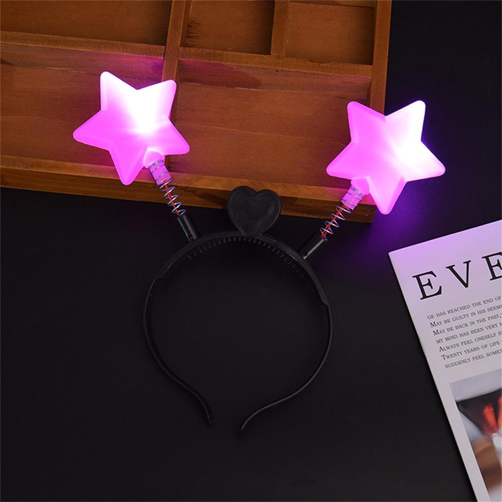 1pc LED Shinning Bouncing Star Shape Headband New Year Birthday Party Hair Band Glowing Headwear Flashing Hair Accessories