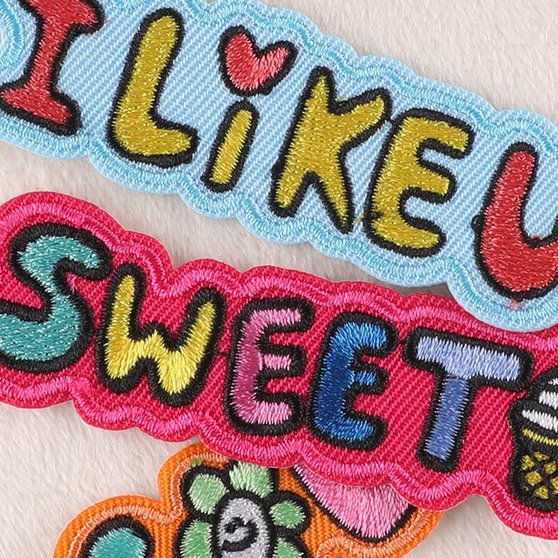 DIY Cartoon Badge Embroidery Patch with English Letters
