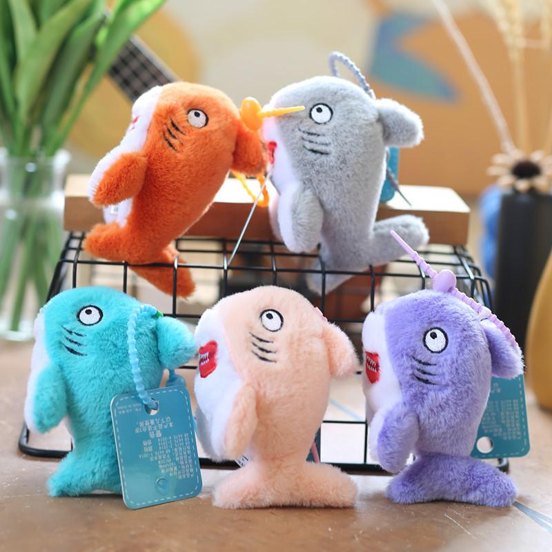 Charming Cartoon Shark Plush Pendant Ultra Soft Short Plush Keychain Doll