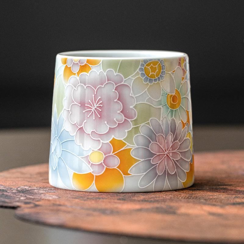 Antique Hand-painted Flowers Teacups Ceramic Master Cup Chinese Kung Fu Tea Set Household Tea Ceremony Personal Single Drinkware