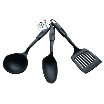 3 Piece Nylon Kitchen Utensil Set Heat Resistant Ladle Spoon Slotted Turner Dishwasher Safe Scratch Resistant Non Stick Cookware