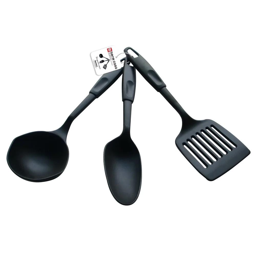 

3 Piece Nylon Kitchen Utensil Set Heat Resistant Ladle Spoon Slotted Turner Dishwasher Safe Scratch Resistant Non Stick Cookware United States