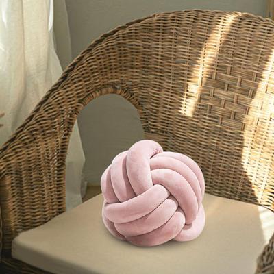 Oreiller en peluche tissé à la main en forme de boule de nœud doux de 22 cm pour canapé, voiture, décoration de la maison, rose