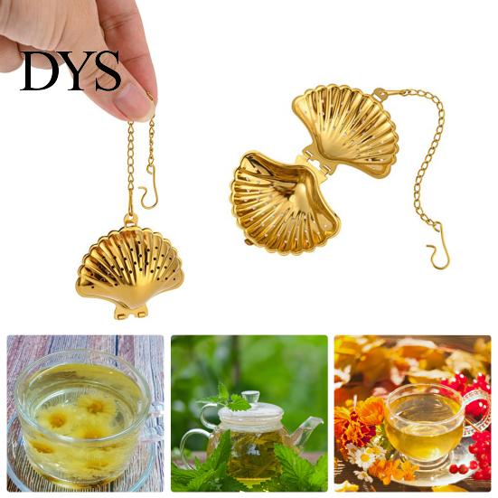 Tea Filter Infuser with Hook Reusable Stainless Steel Cute Ball Strainer Seashell Shaped Loose Teapot Accessories Herbal