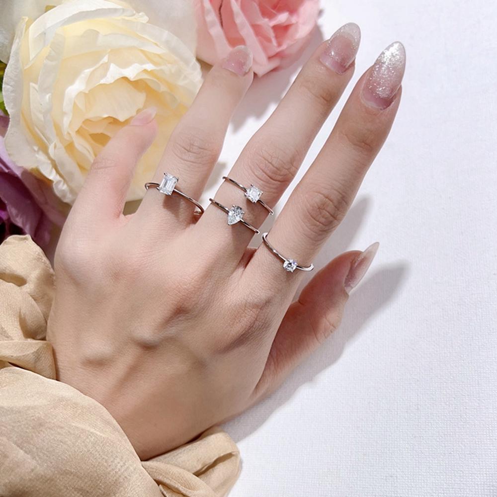 Vinregem 925 Sterling Silver 3EX VVS1 D Color Round Cut 4 MM 0.25CT Real Moissanite Diamonds Women Ring Wedding Party Fine Jewelry Gifts