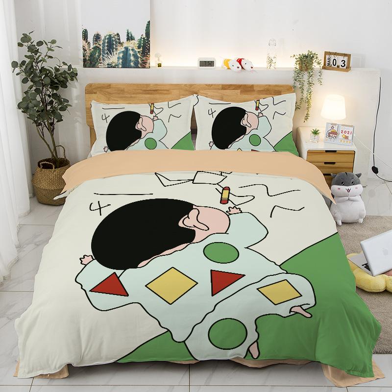 New Style C-Crayon Shin-Chan Bedding Sets Shin-Chan Duvet Cover Bed Set Quilt Cover Pillowcase Kids Adult Single/Double/Queen