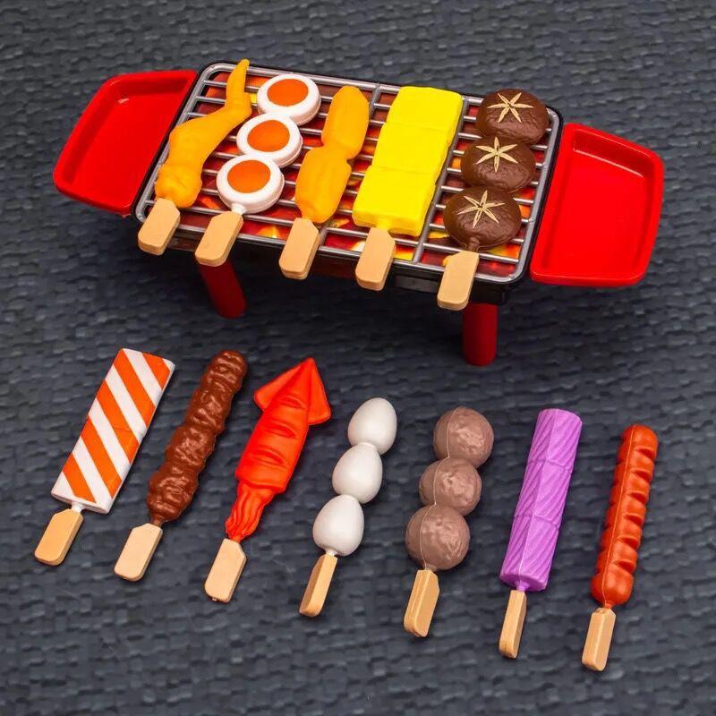 Play Kids House Barbecue Toy Set Kitchen Pretend Play Cooking Toys Simulation Food Cookware Bbq Kit Cosplay Game Gifts