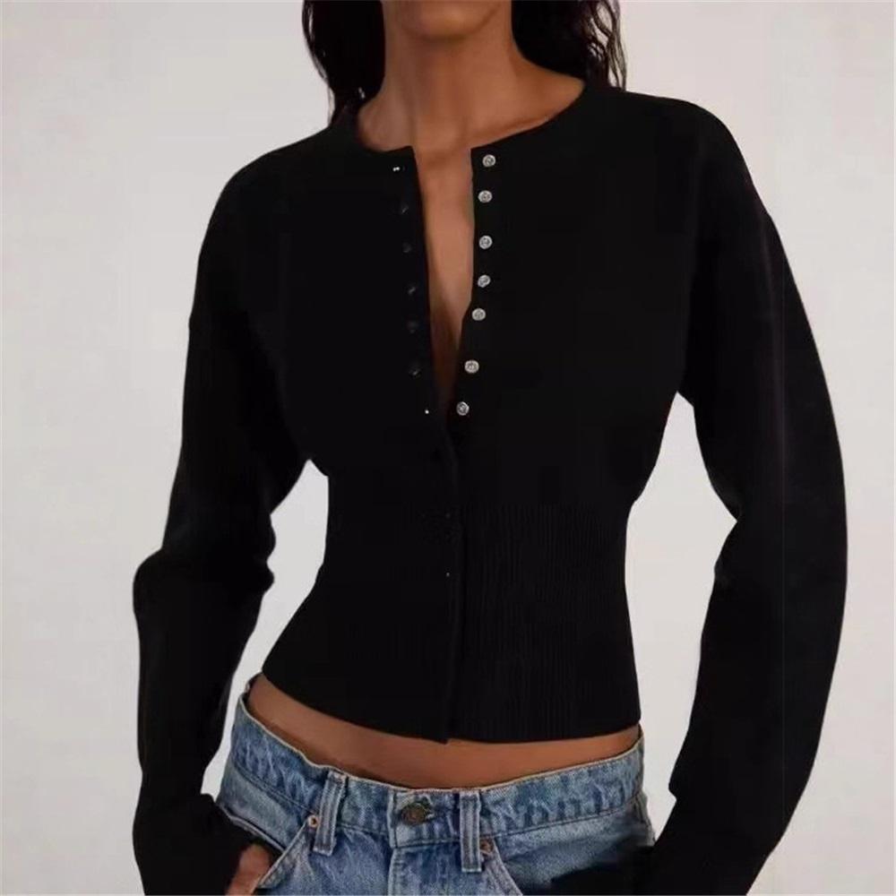 Women's Lazy Street Trend Slim Short Knitted Cardigan Navel Sweater Tops For Women