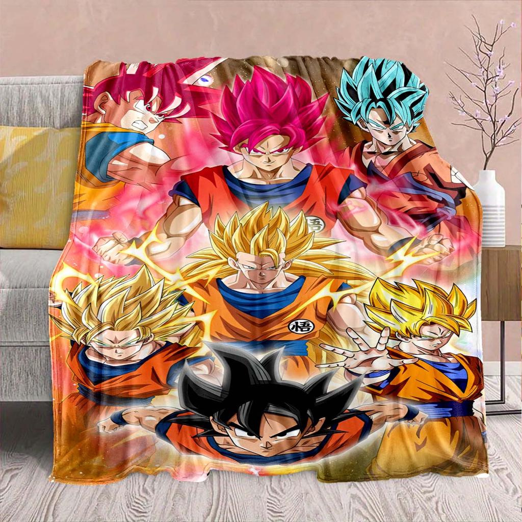 Dragon Ball Anime Flannel Blanket - Soft Warm Perfect for Sofa, Bedding Camping Travel Office Home Decor -QJY