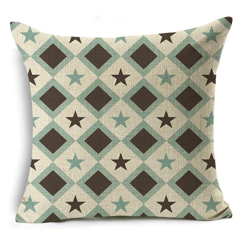 Light Green Fresh Style Cushion Cover 45x45cm Linen Decorative Pillow Cover Sofa Bed Pillow Case