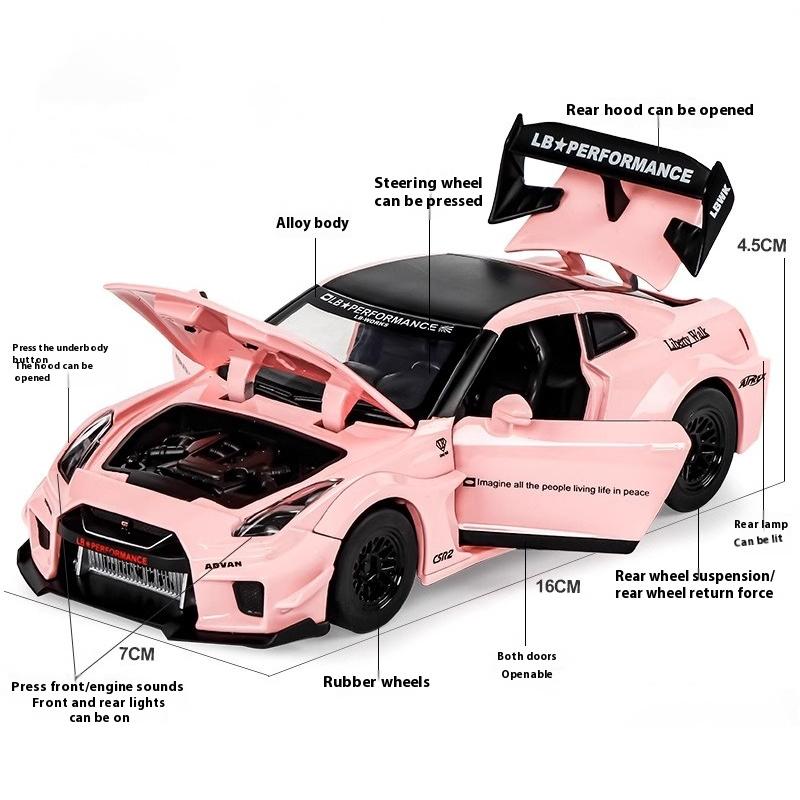 Modellino Auto Sportiva in Lega 1/32 Nissan Skyline GTR CSR2 Diecast con Suono e Luci Alta Simulazione Qualità Giocattolo per Bambini Regalo