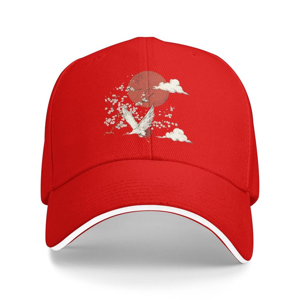 Baseball Caps Japan Tokyo Harajuku Cherry Blossom Bird Trendy Customized Unisex Outdoor Spring Caps