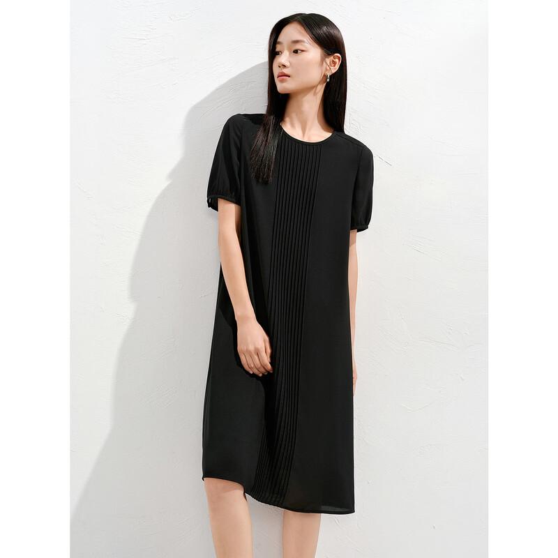 Annakou Women's Elegant Pleated Chiffon Commuter Dress