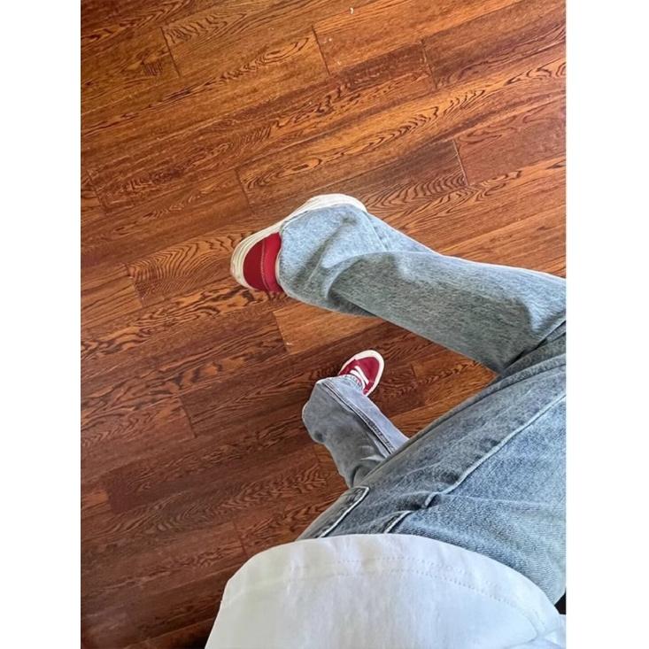 Amerikanske Vasket Denim Jeans Herre Høst Ny Løs Rett Ben Moppbukser High Street Vide Ben Casual Denim Bukser