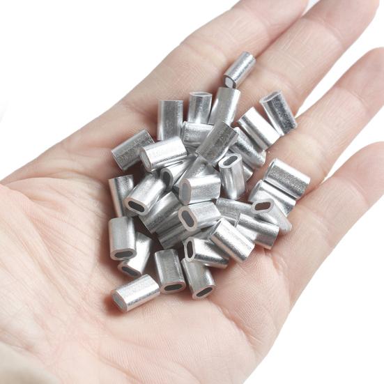 50Pcs Solid Fishing Line Tube Single Double Barrel Aluminium Anti Rust Crimping Loop Sleeve for Angling