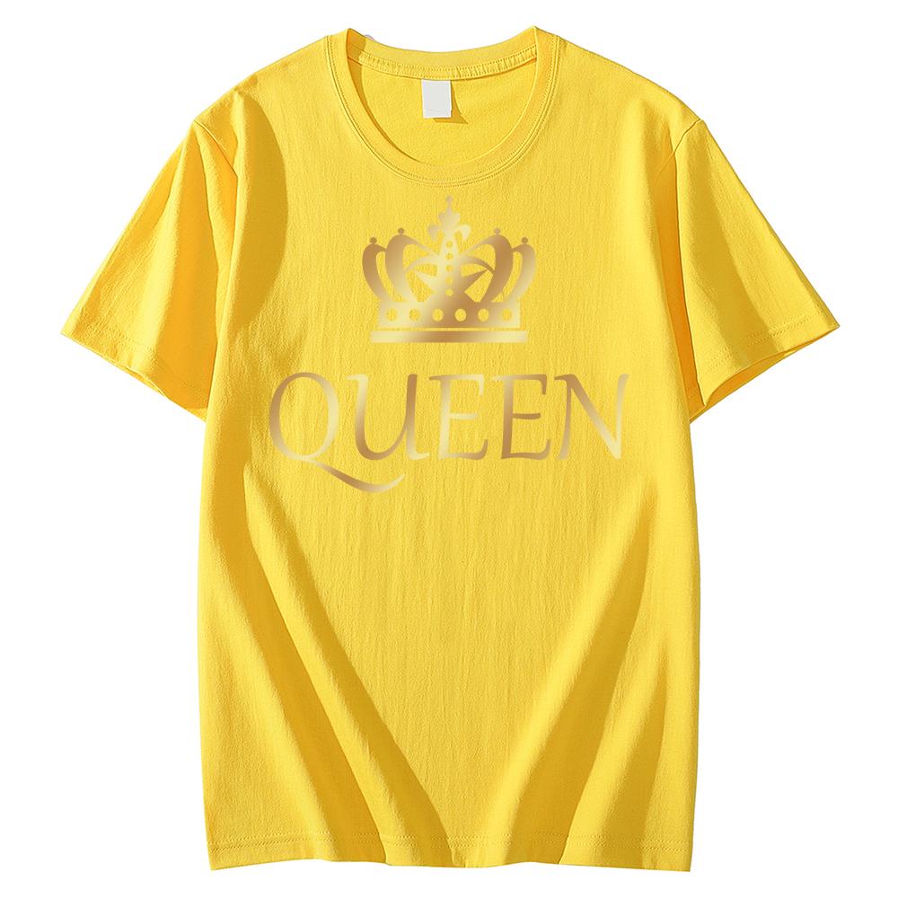 2026 Couple T-shirt Summer King Queen Letter Printed Tshirt Valentine's Day Short Sleeve Tees Luxury Brand Free Shipping Tops