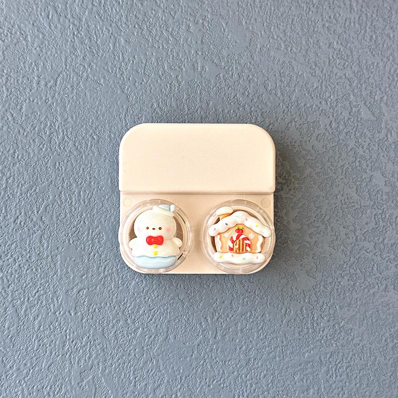 Women's Contact Lens Case with Tweezer Suction Stick Set for Travel Kit Holder Candy Color Contact Lenses Box Cute Cartoon