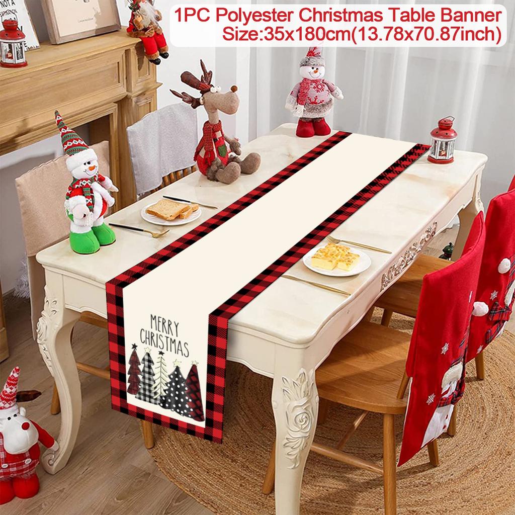 Christmas Table Runner Cloth Merry Christmas Decoration for Home 2024 Tablecloth Xmas Ornament Navidad Natal New Year Gift 2024