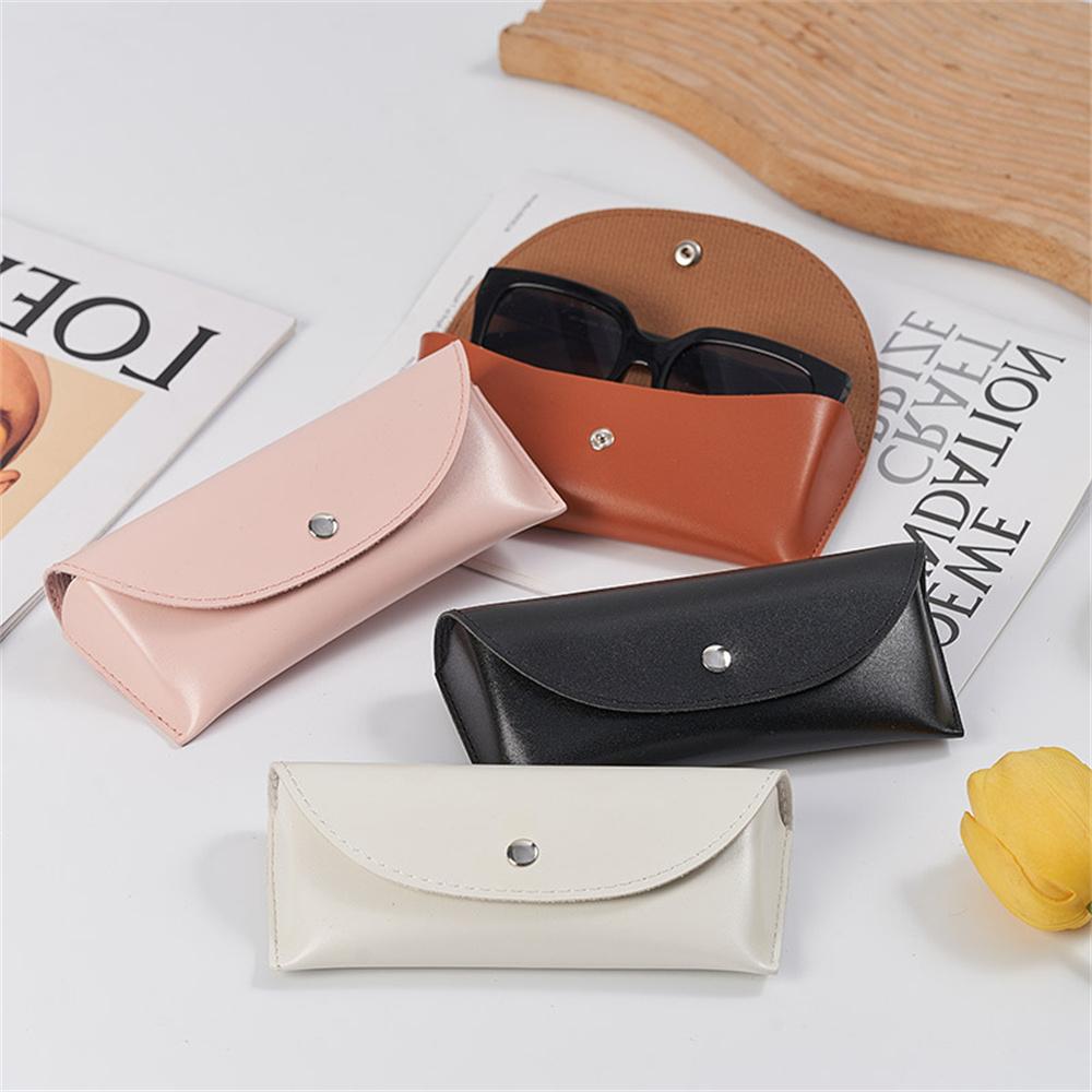 Pu Leather Button Sunglasses Case Portable Soft Glasses Boxs Waterproof Glasses Protective Cover Eyewear Storage Bag