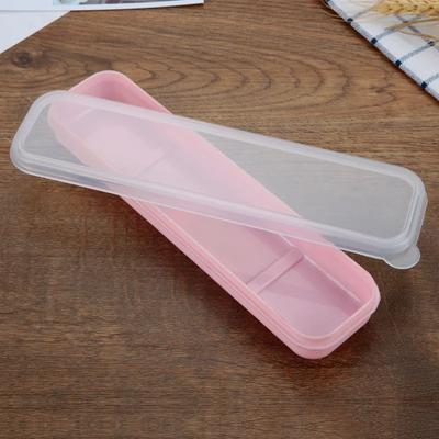 Tragbare Reise Outdoor Mehrweg Geschirr Box Schule Home Slot Design Praktische Besteck Transparent Abdeckung Besteck Fall