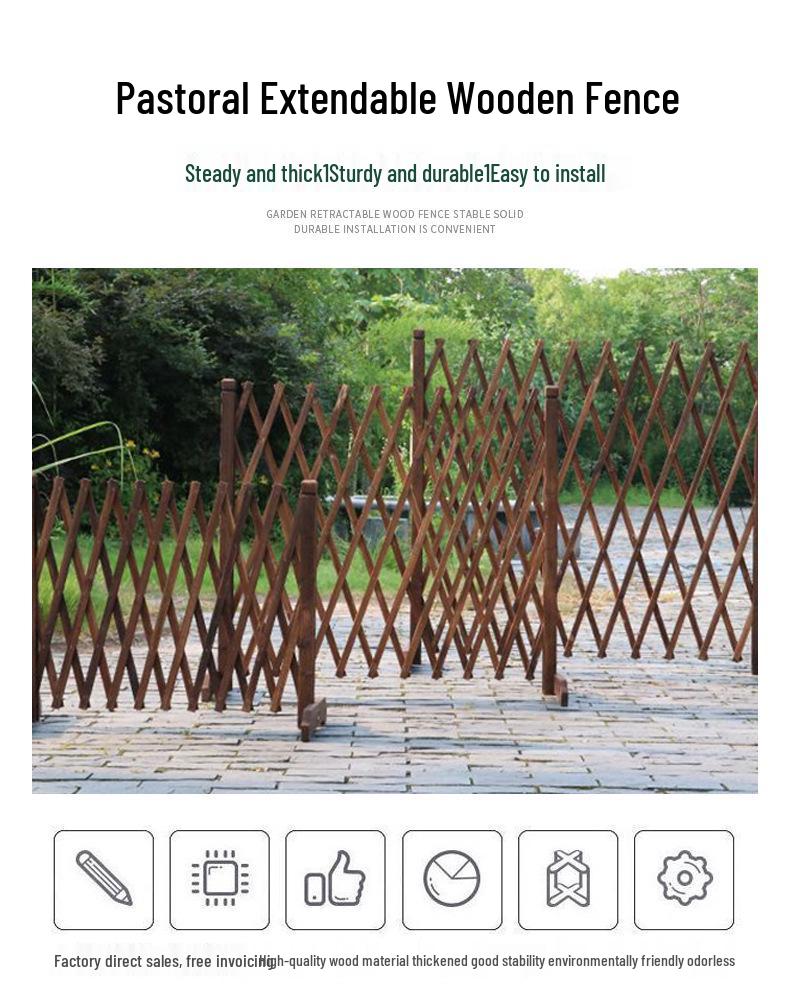 Retractable Outdoor Garden Fence: Anti-Corrosion Wood Railing & Trellis for Courtyards and Balconies