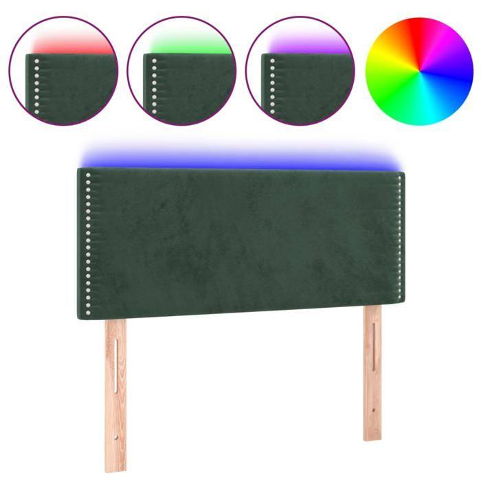 VidaXL Tête de Lit à LED Meuble de Chambre à Coucher Accessoire de Lit Simple Tête de Cadre de Lit Intérieur Vert Foncé 3121511
