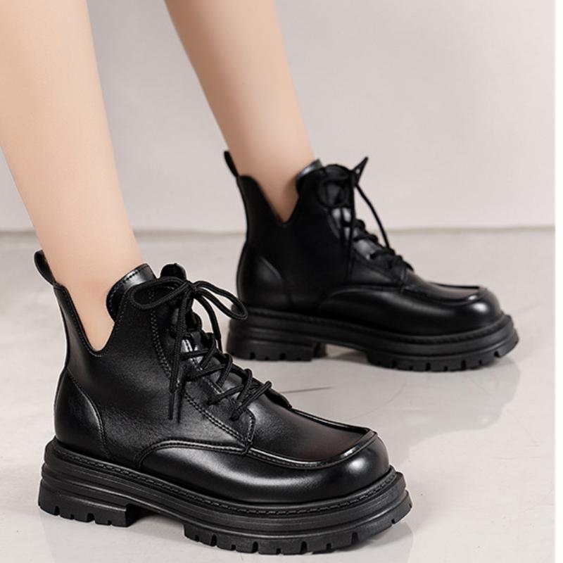 New Women Ankle Boots Autumn Winter Platform Lace-up Fashion Women Punk Boots Thick Sole Combat Boots