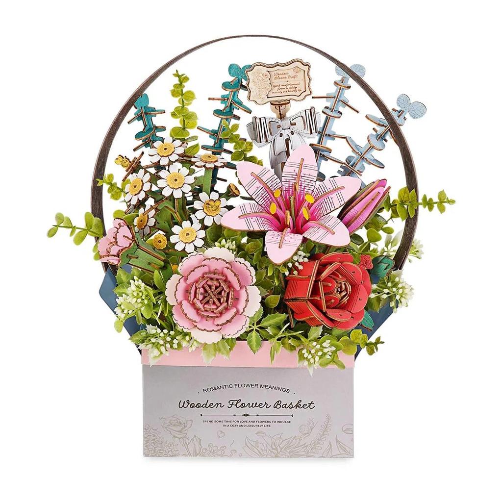 ROBOTIME Rowood Wooden Flower Basket DIY 3D Puzzle TW03H
