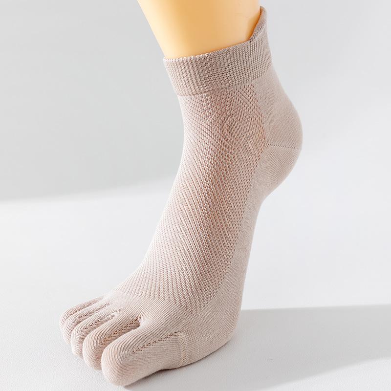 Female Summer Mesh Cotton Anti Pilling Anti Skid Short Tube Five Finger Socks
