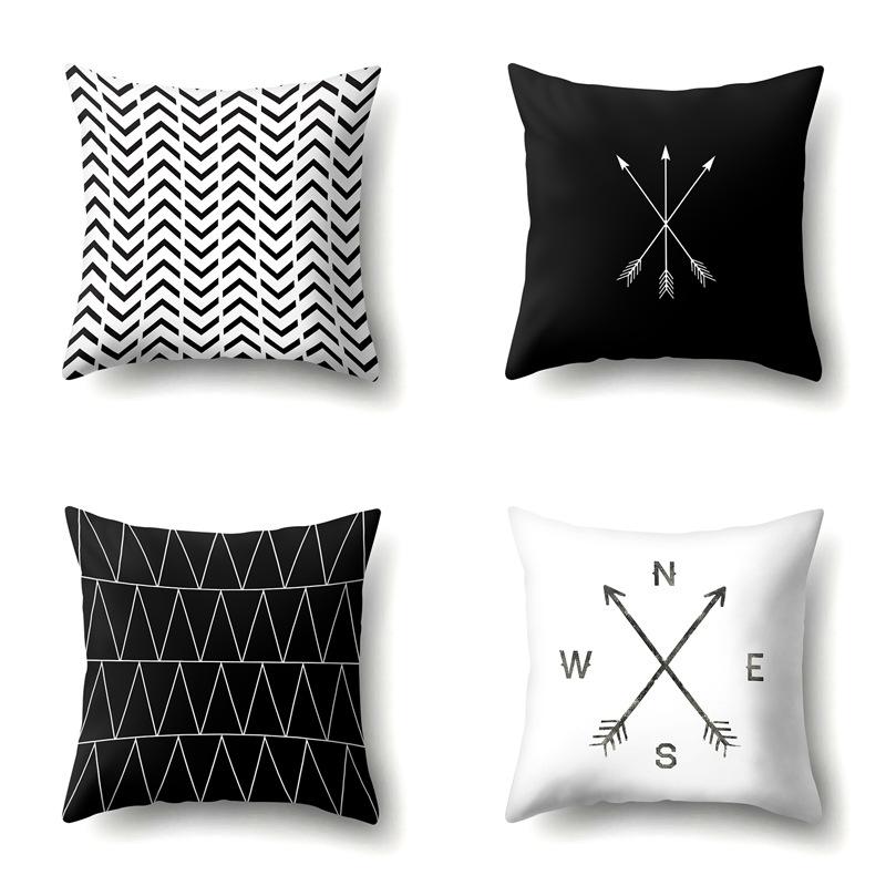 Polyester Pillow Case Geometric Decoration Home Petal Strip Printed Cushion Cover Bedside Cushion Cover Waist Cushion Cover