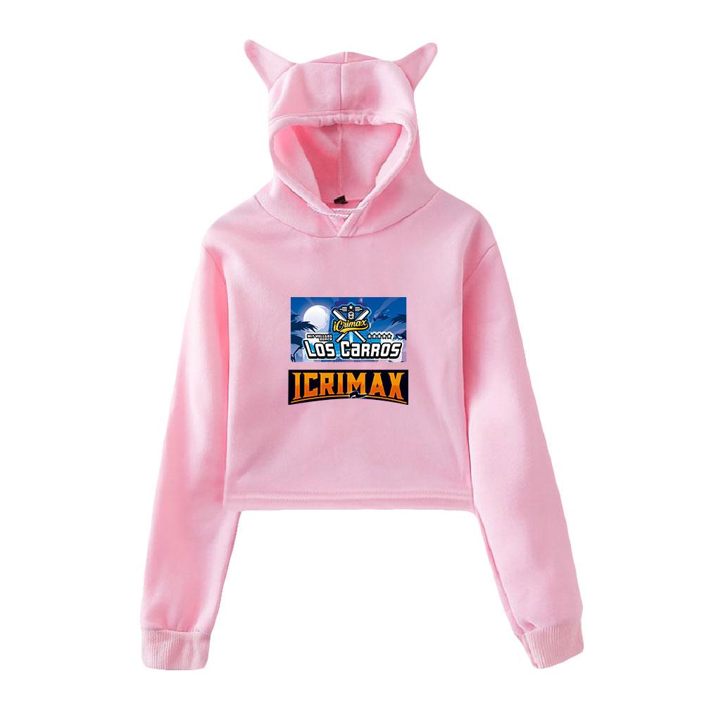 Cat Ear Hoodies Sweatshirt Icrimax for Women Sexy Pink Color Fashion Autumn Streetwear Cool Clothes
