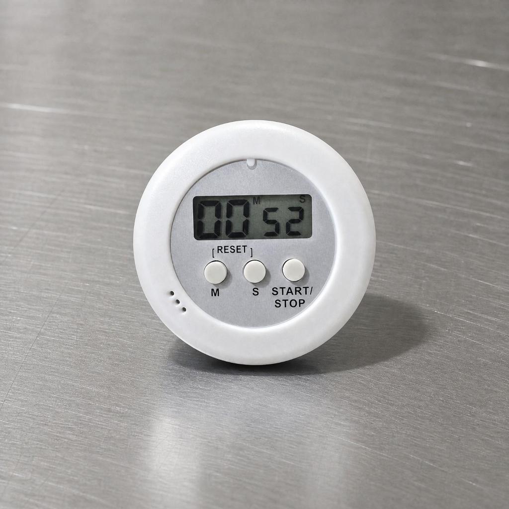 Round Digital Kitchen Timer Easy-to-Read with Buttons Lightweight