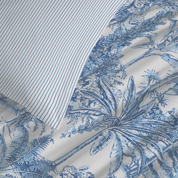 Complete Reversible Duvet Cover Set "Vanessa" 6 Pieces for 180 X 200 "King Size" Bed Adama Azur