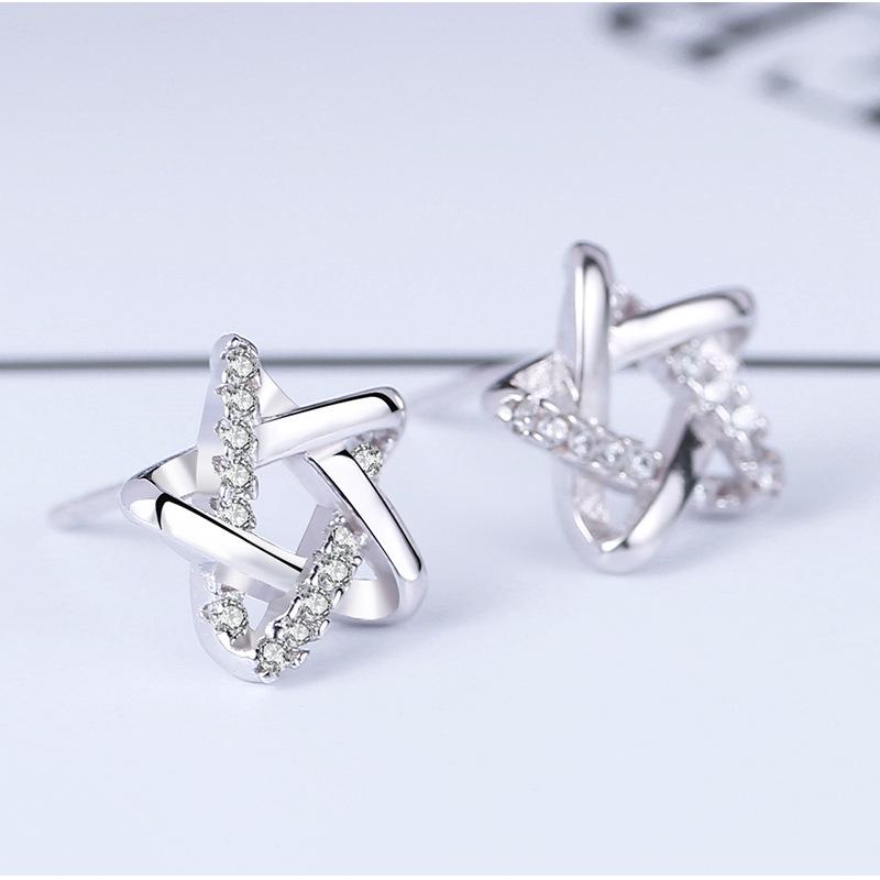 S925 Silver Star Stud Earrings for Women - Simple Korean Style Christmas Gift