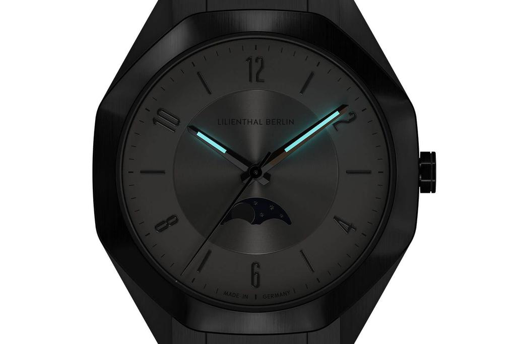 Lilianthal Berlin Faza Księżyca Srebrny Wyprodukowano w Zegarek Męski, Niemcy, OM1-001-B040A